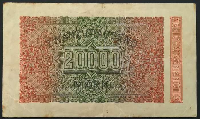 GERMANY 1923 20 000 MARK HYPERINFLATION BANK NOTE