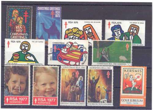 Lot of 12 South African Christmas stamps - 1981 and earlier