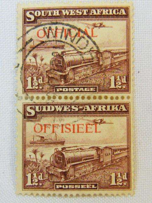 South West Africa SACC 17 official stamp pair used - as per photo