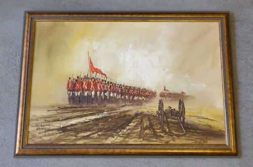 Beautiful John Bampfield oil painting of infantrymen