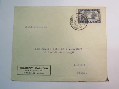 1928 Cover Greece to Lyon, France