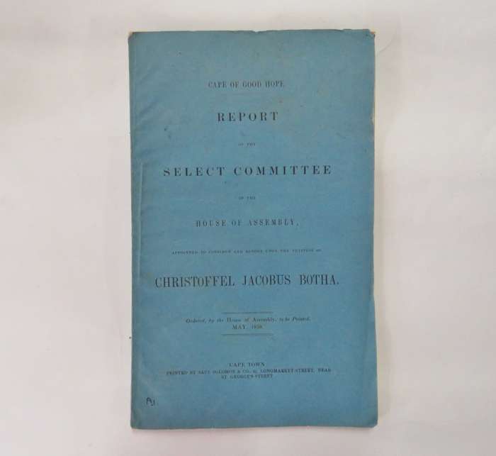 Cape of Good Hope 1858 report of the select committee of the house of assembly