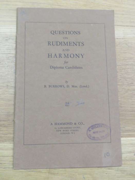 Questions on Rudiments and Harmony for Diploma Candidates