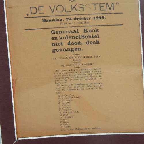 Boer pamphlet - 1899 stating that General Kock and Colonel Schiel lives, but were captured - RARE