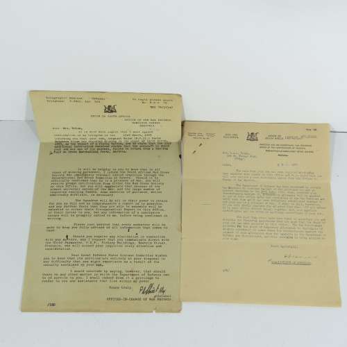 3 Letters pertaining to the loss of W.O. Nolan during a WW2 bombing raid near the end of the war