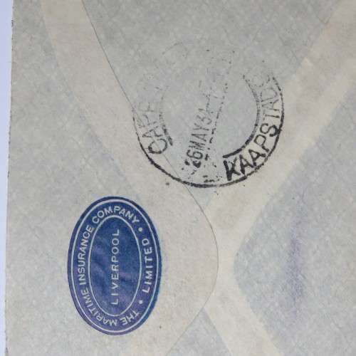Airmail cover from Liverpool, England to Cape Town South Africa on 11 May 1934