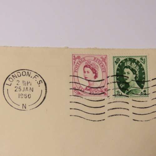 Airmail cover from London to Santiago, Chile on 25 January 1960 with 6 pence and 9d stamps