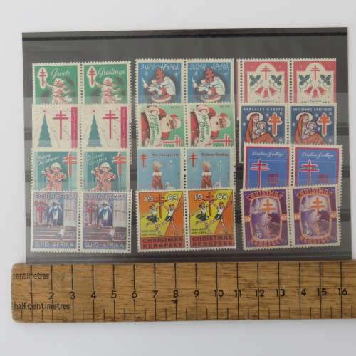 South Africa Christmas stamps - 12 Pairs - 12 Different years