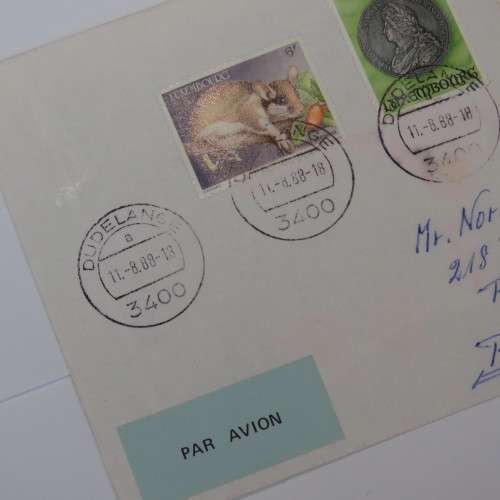 Airmail letter from Dudelange, Luxembourg  to Randburg, South Africa