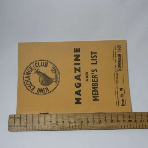 Kiwi Exchange Club magazine and Member`s List - November 1960