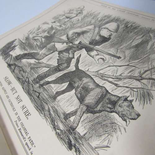 1889 Bound volume of Punch magazine - some damage
