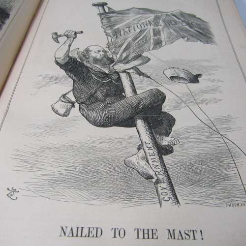 1889 Bound volume of Punch magazine - some damage