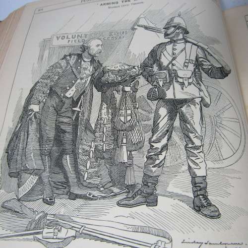 1889 Bound volume of Punch magazine - some damage