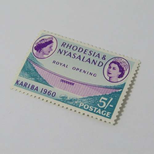 Rhodesia and Nyasaland SACC No. 38 Dam Wall - mint hinged with shift of purple printing
