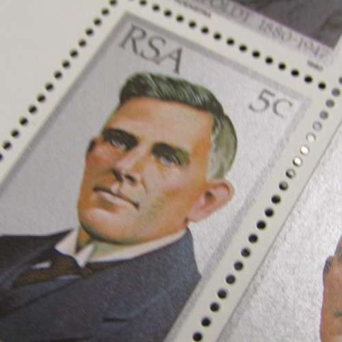 CL Leipoldt  - full page of 25 stamps - 2 stamps with tattoo on face A2 and A4 - more errors