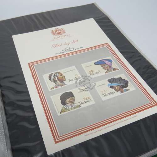 Lot of 52 Transkei and Bophuthatswana first day covers and other postal items in loose leaf file