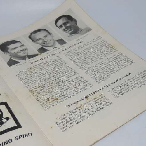 Kyalami Rand Springs Motor races Official programme - 7 October 1967 - Small burned hole on page 7