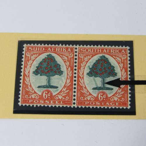 SG 61-61a South Africa six pence falling ladder variety flaw - excellent mint pair