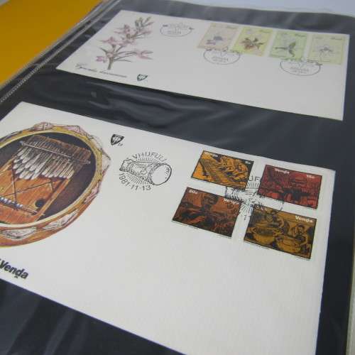 Loose leaf album with 37 homelands covers, firs day sheets and other items - Venda and Ciskei
