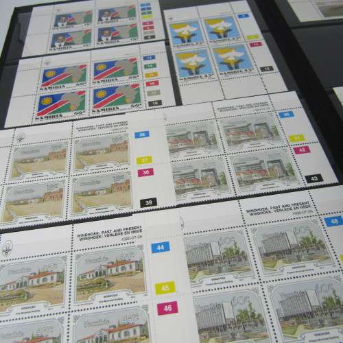 Stamp album with South West Africa S1 control blocks including 3rd decimal series