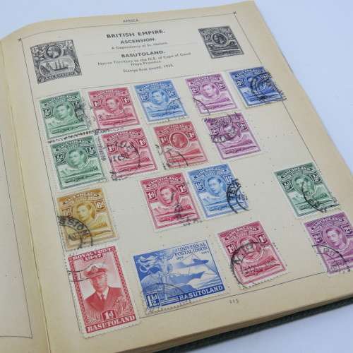 Postal stamp album of the world with over 1300 old stamps - Given to `Alice` in 1937