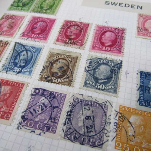 Album with early stamps from Finland, Norway, Sweden, Holland, German, Australia, Belgium, France
