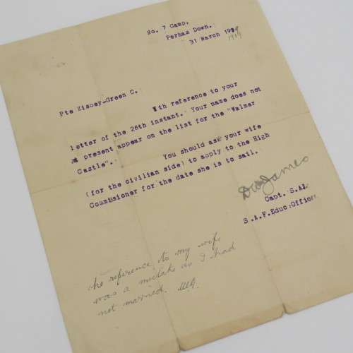 WW1 pass to soldier Pte Kisbey-Green for leave 15/3/1919 to 15/6/1919 just post WW1