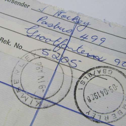 Registered Cover from Grootfontein SWA to Kimberley South Africa 06 April 1988