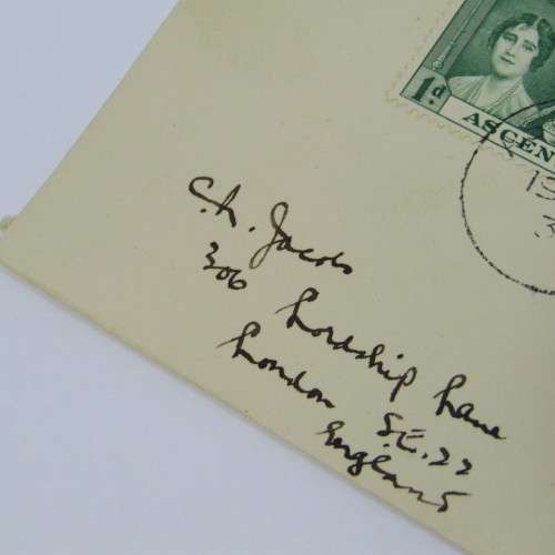 Postal cover with Ascension island 19-05-1937 1d 2d and 3d posted to England