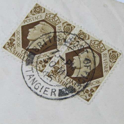 Airmail cover from Tangier Morocco to Bloemfontein South Africa with two stamps