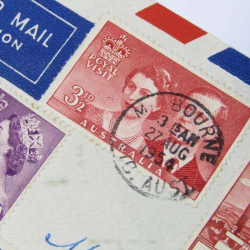 Australian Airmail cover to South Africa with variety of stamps