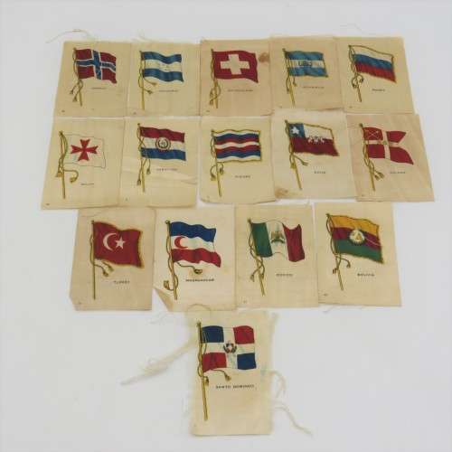 Lot of 15 Flags of all nations silk cigarette cards