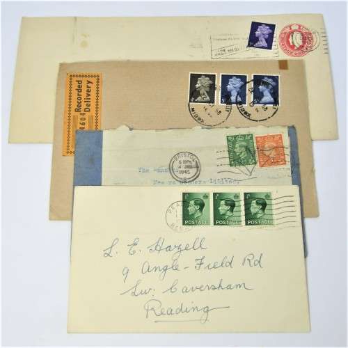 Lot of four Used postal envelopes from England to South Africa