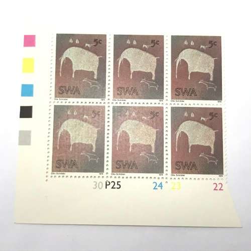1974 Twyfelfontein Rock Engravings SACC 274 Control Block of 6