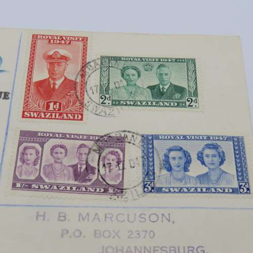 1947 Royal Family visit to Swaziland First day cover cancelled Mbabane