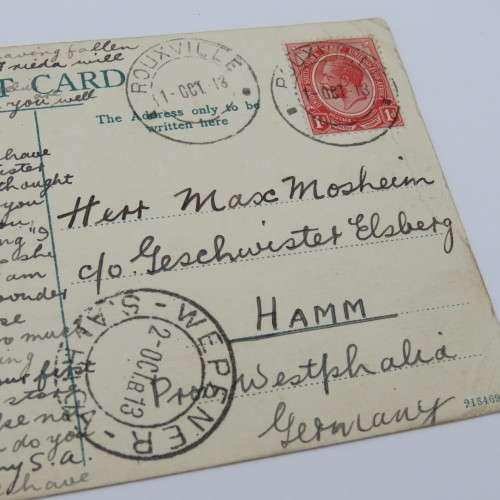 1913 Postcard with Native women - Rouxville via Wepener, South Africa to Hamm, Germany