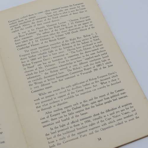 Original 1950`s booklet on the group areas act as issued by the Institute of Race Relations