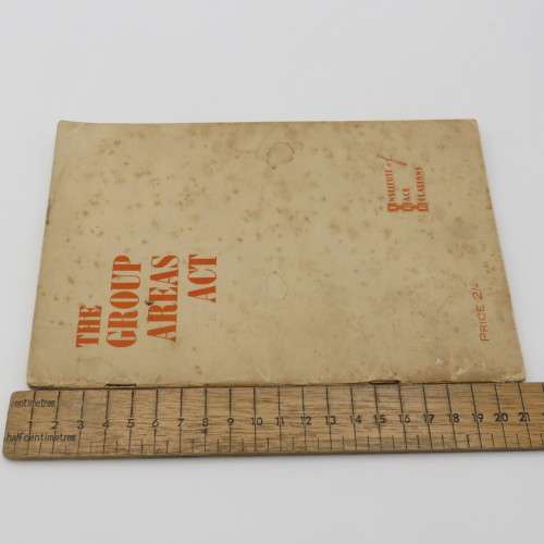 Original 1950`s booklet on the group areas act as issued by the Institute of Race Relations