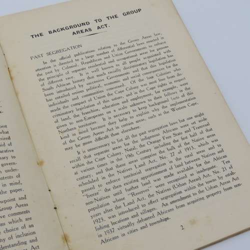 Original 1950`s booklet on the group areas act as issued by the Institute of Race Relations