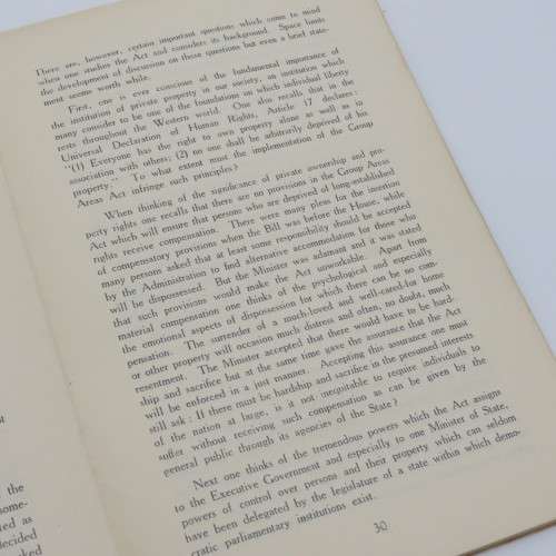 Original 1950`s booklet on the group areas act as issued by the Institute of Race Relations