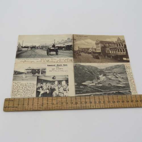 4 Antique postcards with scenes of Port Elizabeth - Early 1900`s