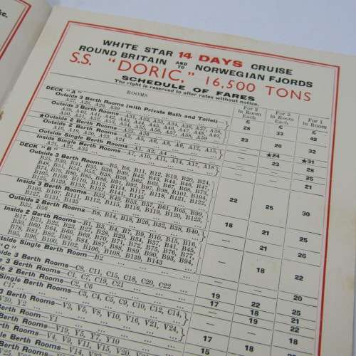 1933 pampflet White Star Line Cruise (loose outer pages)
