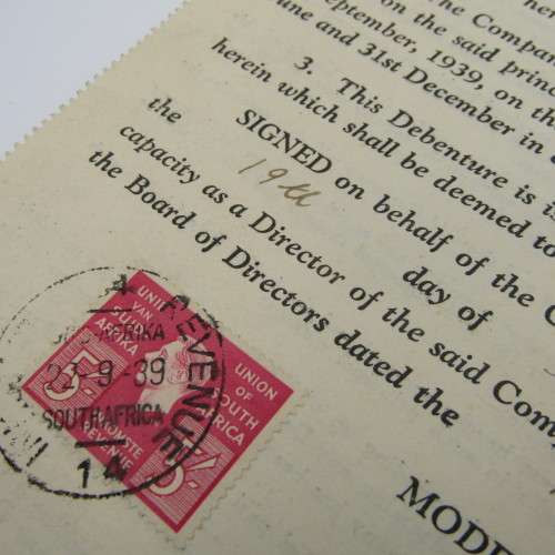 1939 Debenture Certificate - Modern Investments