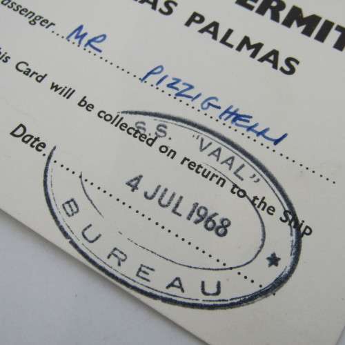 SA VAAL Landing permit for the port of LAS PACMAS - 4 July 1968