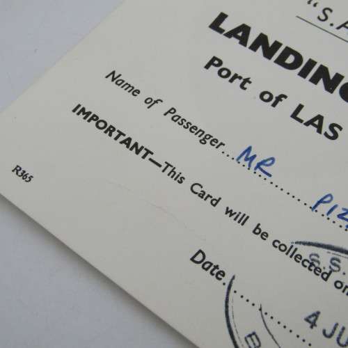 SA VAAL Landing permit for the port of LAS PACMAS - 4 July 1968