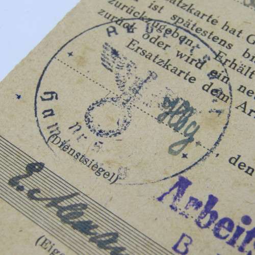 Work book 1945 plus replacement card for Elfriede Alexander Stephan in 1945 Germany
