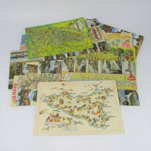 Lot of 10 vintage postcards with Maps - unused