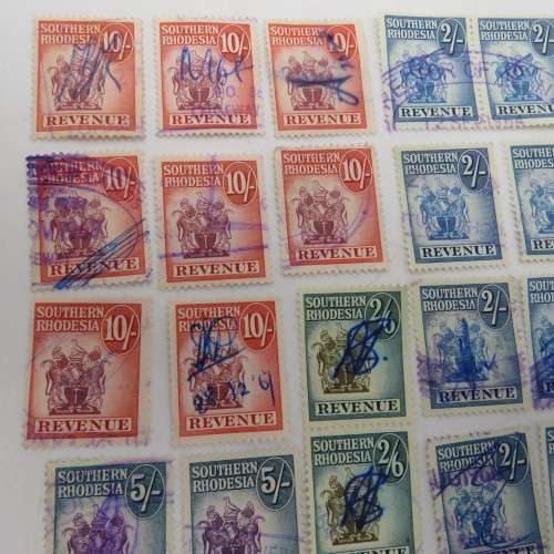 Lot of 59 Southern Rhodesia Revenue stamps