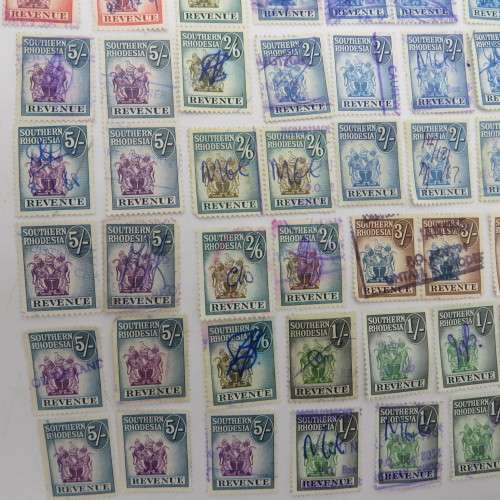 Lot of 59 Southern Rhodesia Revenue stamps