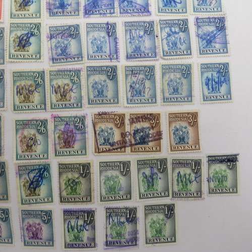 Lot of 59 Southern Rhodesia Revenue stamps